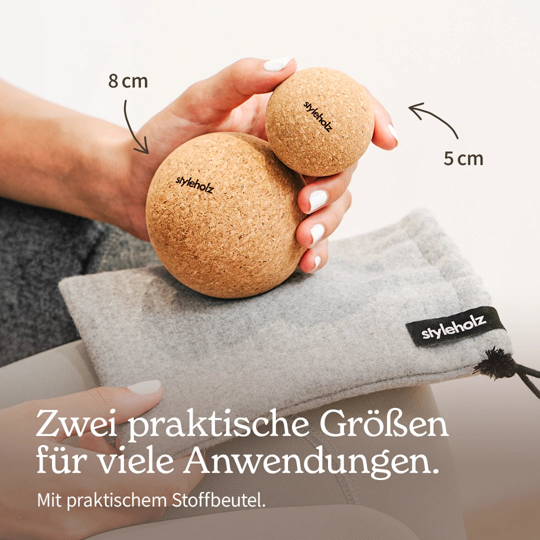 Faszienball Set aus Kork für punktuelle Massage