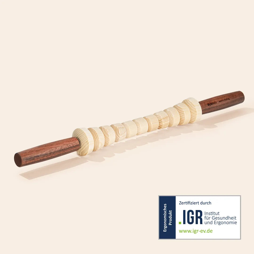 Faszienstab Woodstick FLEX - Massagerolle mit Griffen